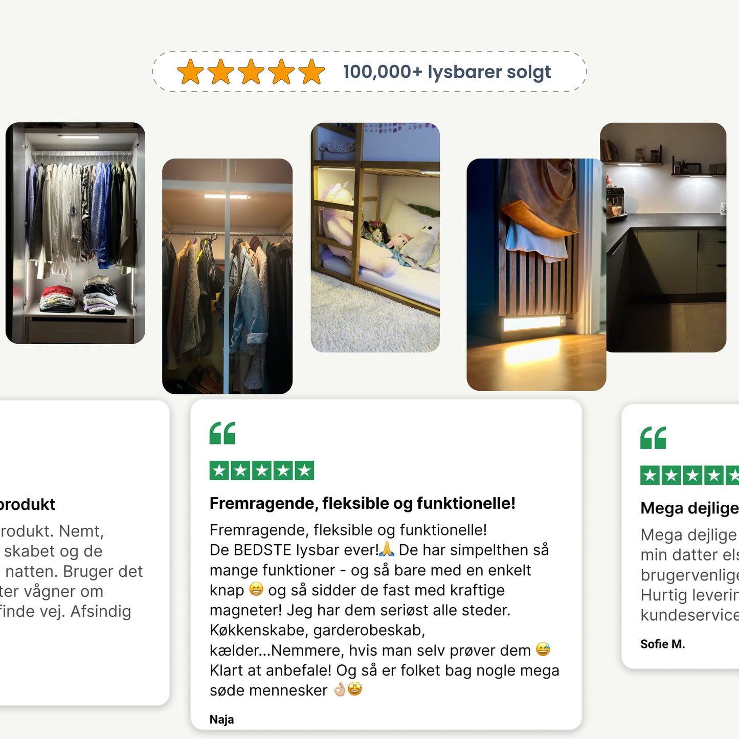Garderobelys med sensor